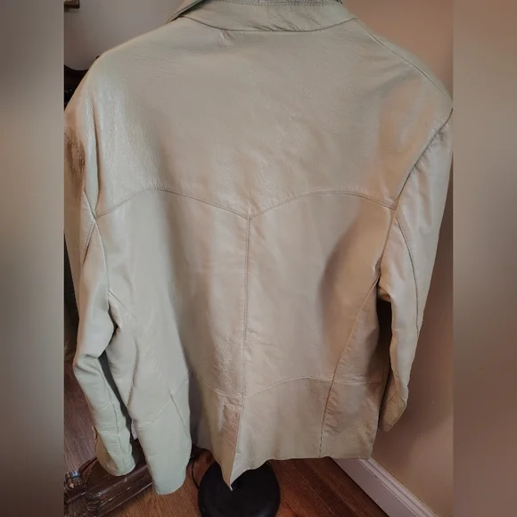 Vintage Cream Leather EXIT USAJacket for Men